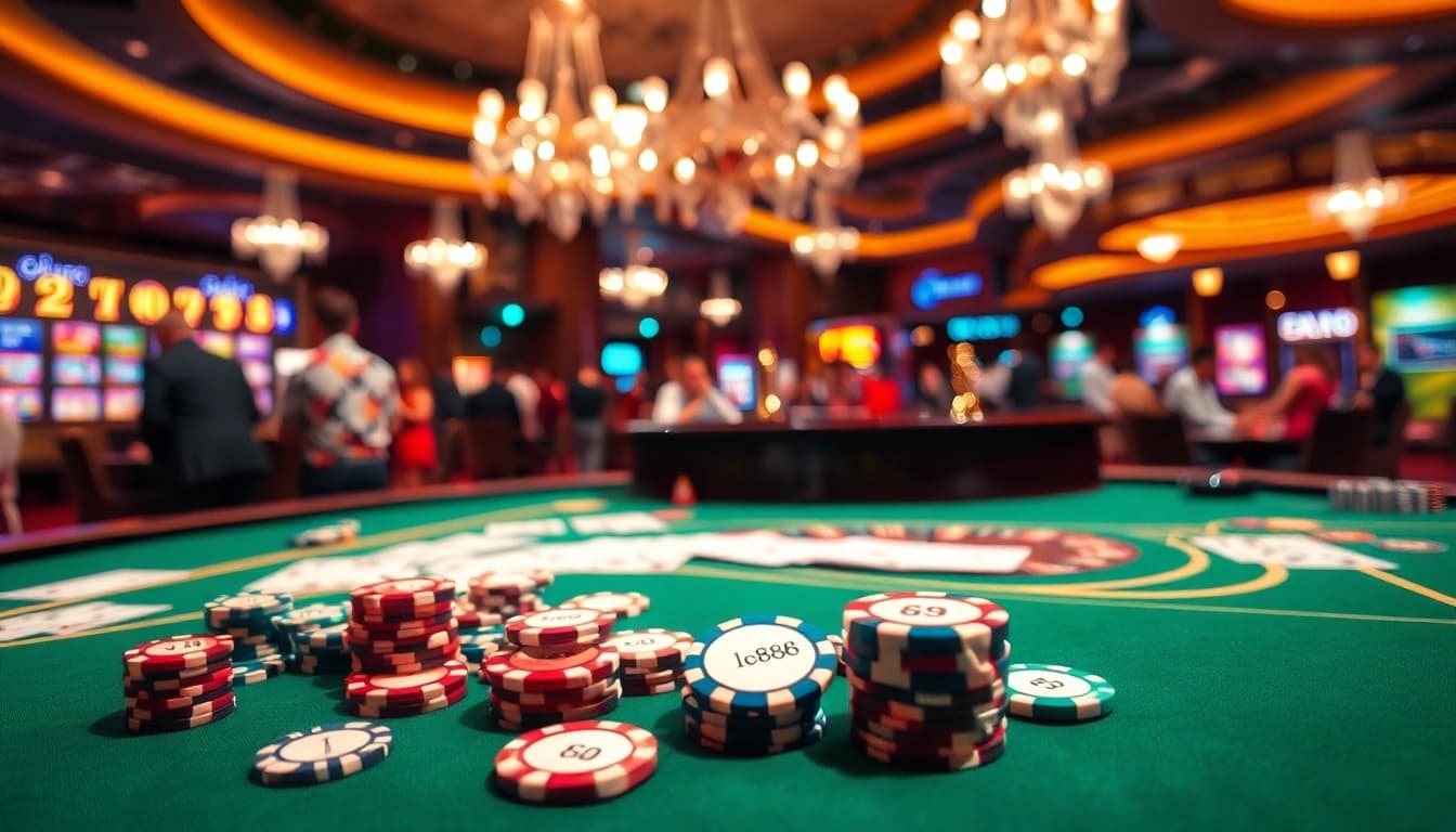 Experience the excitement of lc888 with vibrant casino tables and chips.