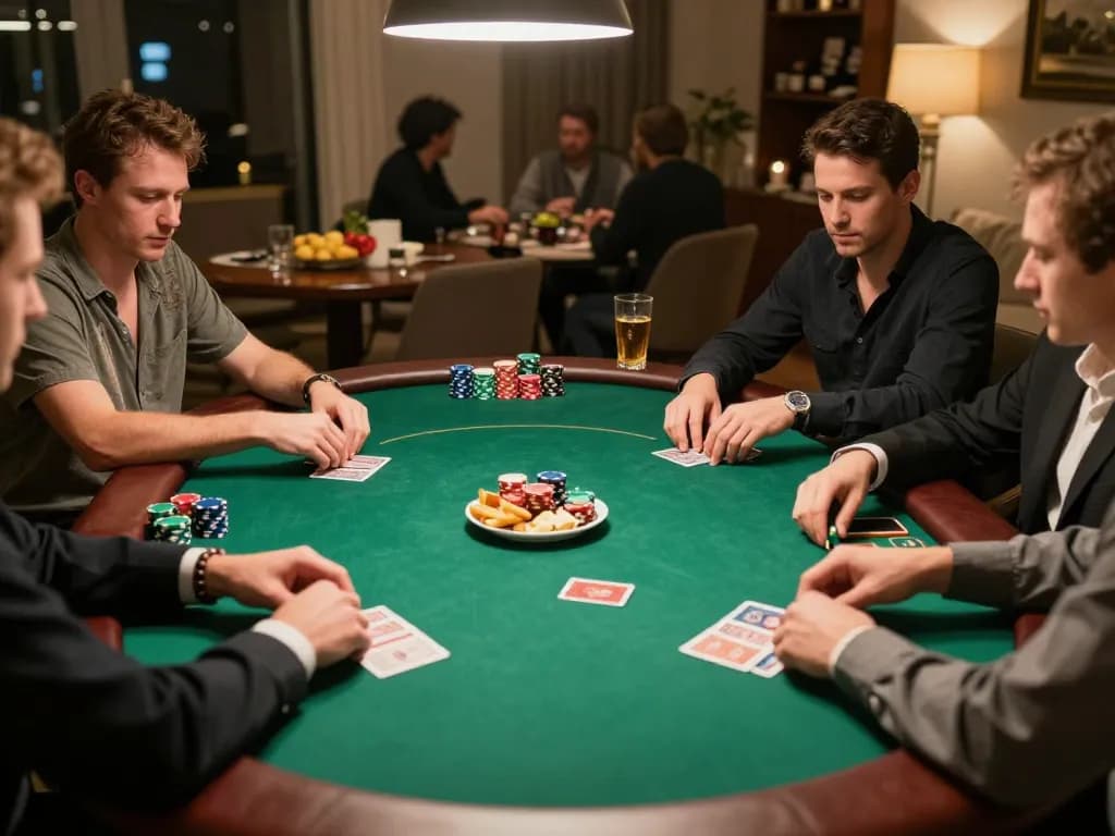 THABET players focused on intense poker game revealing strategic betting and social interaction.