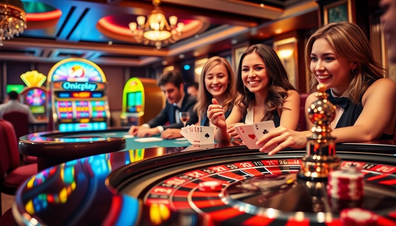 Experience high-stakes gaming with onicplay while engaging at a lively roulette table.