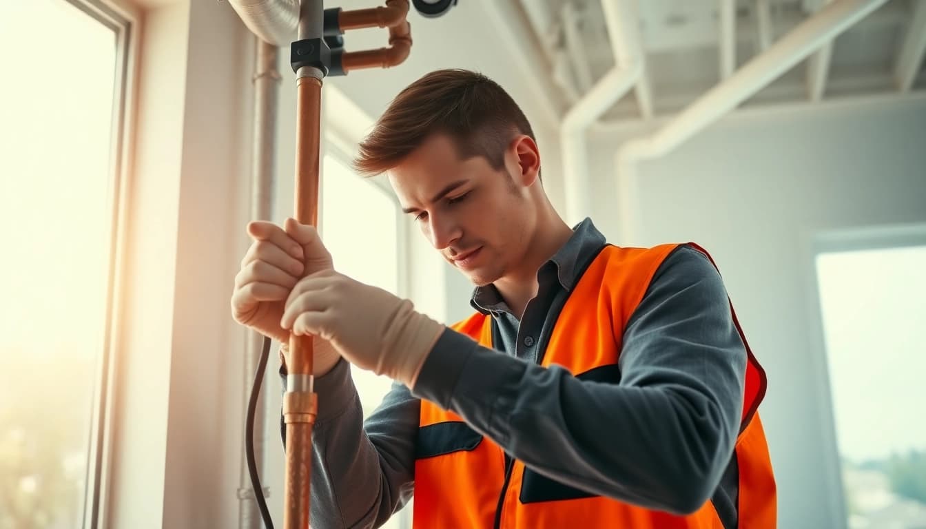 Plumber providing whole house repiping services Clearwater FL in a modern setting.