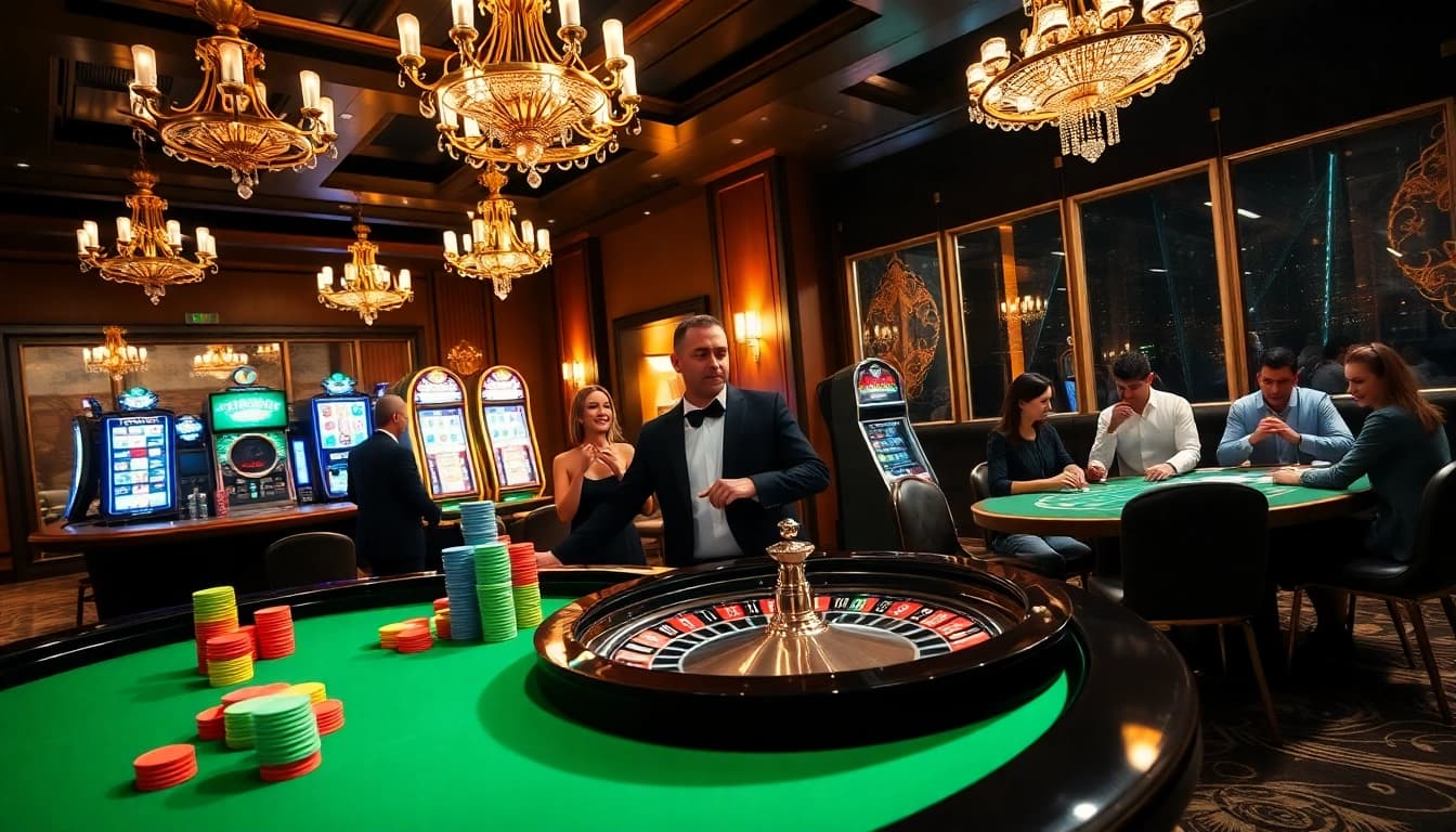 Experience the excitement of thabet casino with players celebrating wins at vibrant tables.