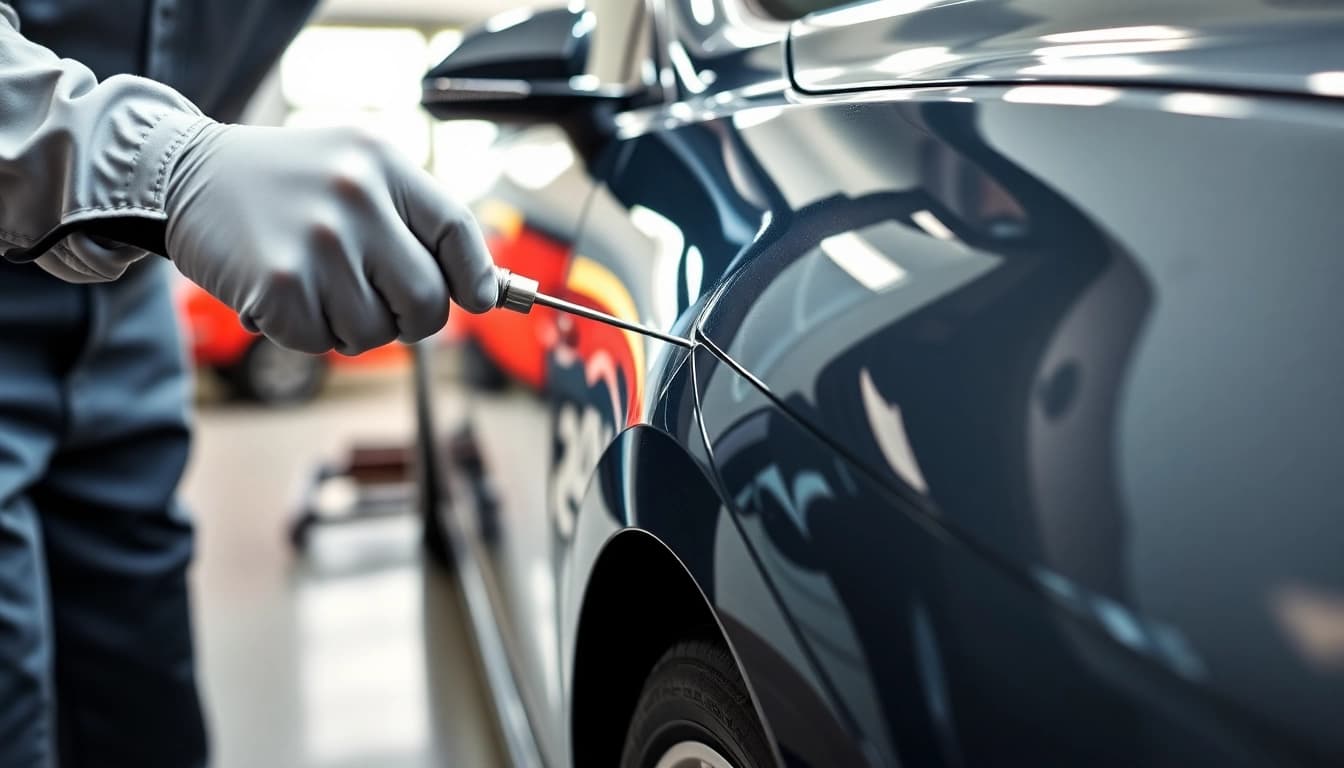 Applying salt protection ceramic coating for a shiny, durable car finish.