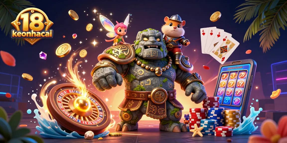 Engage with keonhacai 18's dynamic gaming experience featuring thrilling characters and vibrant casino elements.