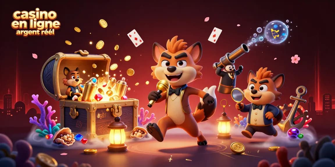 Casino en ligne argent réel : hyènes animées gérant un club de casino, avec des éléments de jeux en direct.