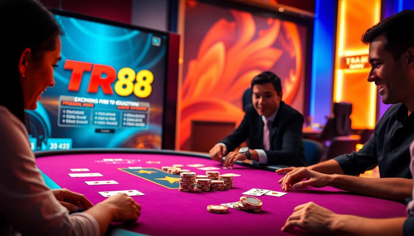 Experience the excitement of TR88 casino gaming with vibrant visuals and digital interfaces.