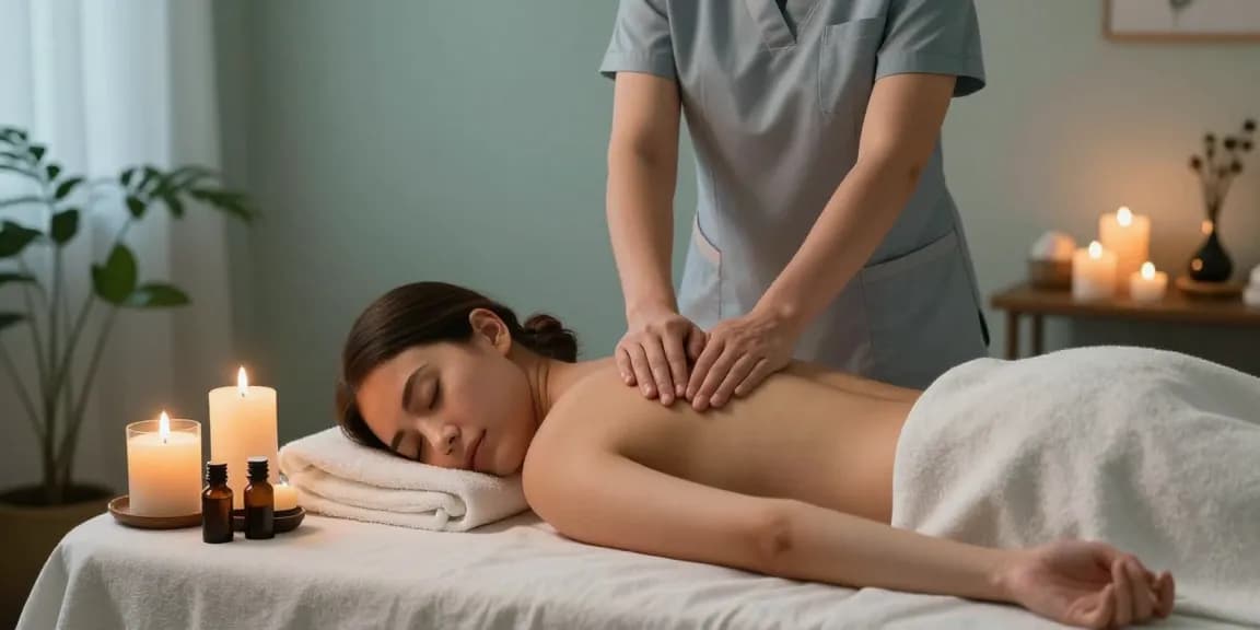 불당동마사지 중인 편안한 스파 분위기와 아로마 오일이 있는 치료사