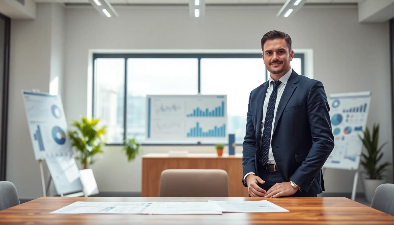Consultant demonstrating FCPA/DCAA/Flowdown/ITAR/EAR compliance in a modern office setting.