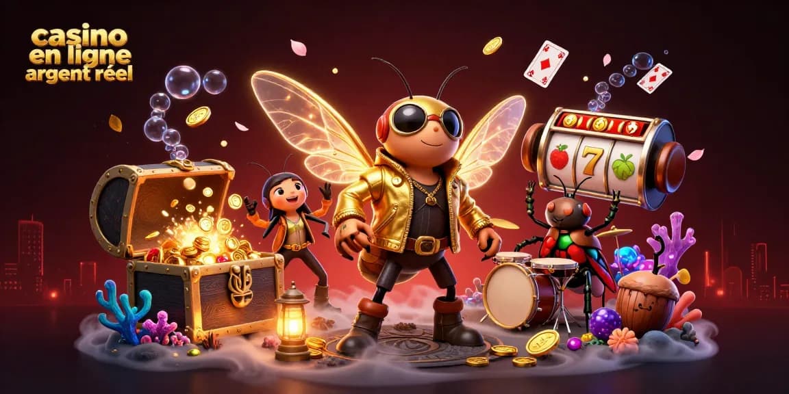 Des jeux de casino en ligne argent réel avec une rock star en cigale illuminant la scène.