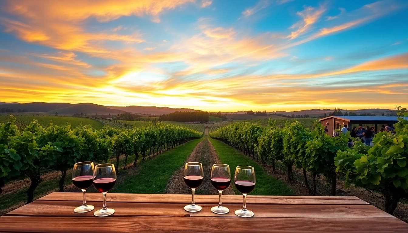 Experience the scenic views of Clarksburg wineries with wine tasting and picturesque vineyards.