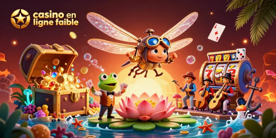 Découvrez l'univers du casino en ligne fiable avec un croupier grenouille et une scène dynamique.