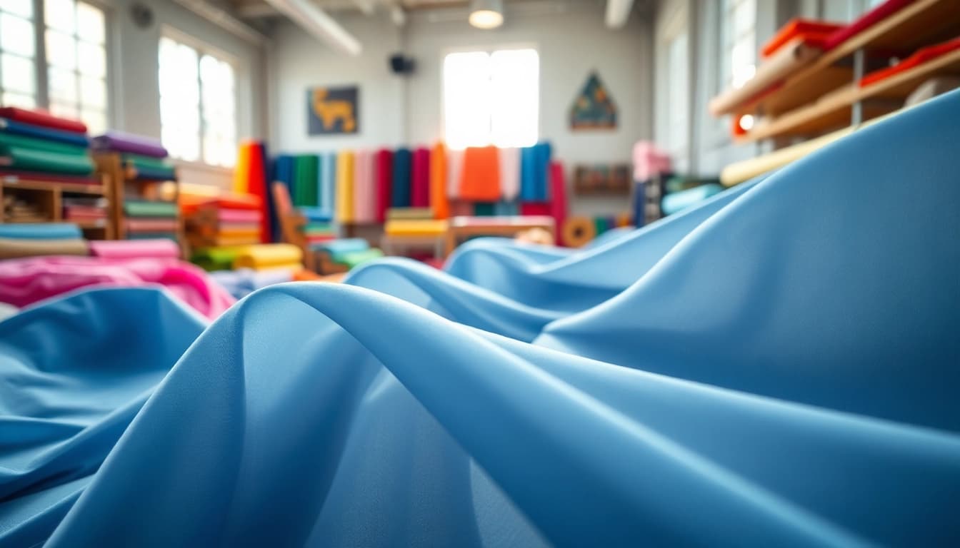 Mousseline stof met levendige kleuren en texturen in een creatieve studio.