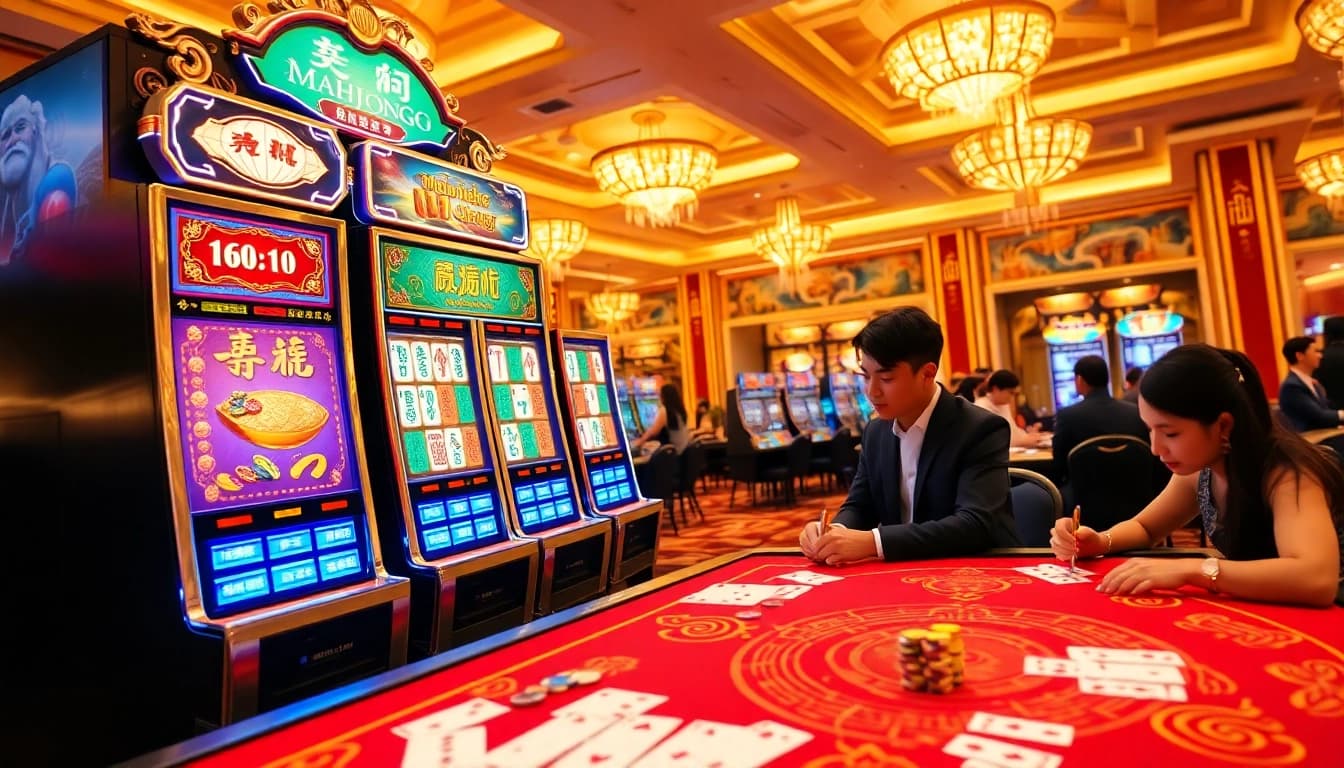 Experience the excitement of slot demo mahjong in a vibrant casino setting with engaging players and luxurious themes.