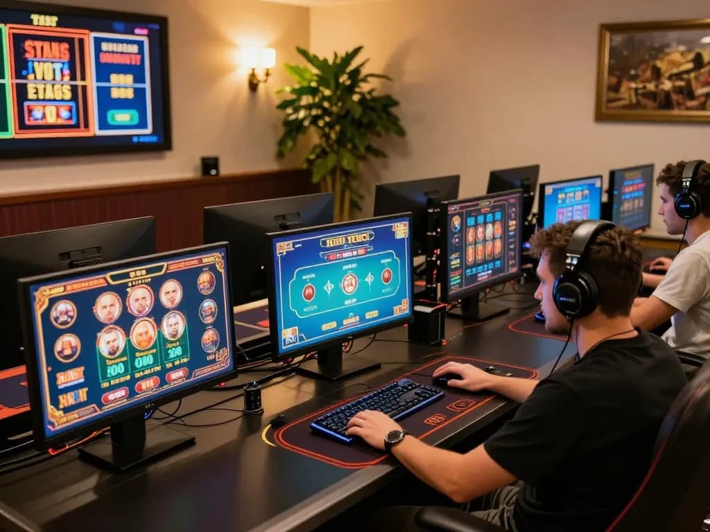 Experience the thrill of betbet online gaming with a professional player at a sophisticated setup.