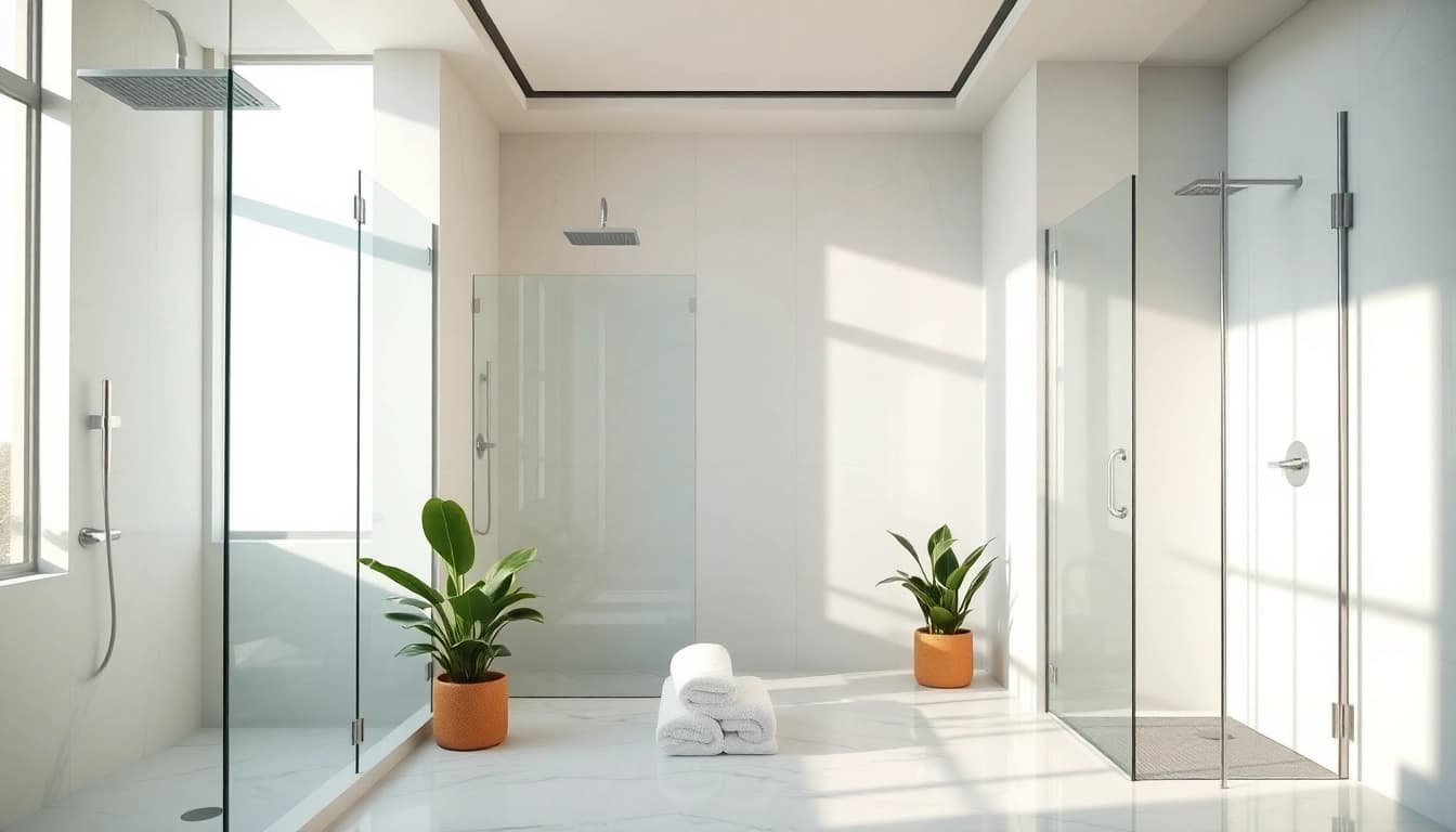 Enhance your space with elegant showers featuring luxurious fixtures and serene settings.