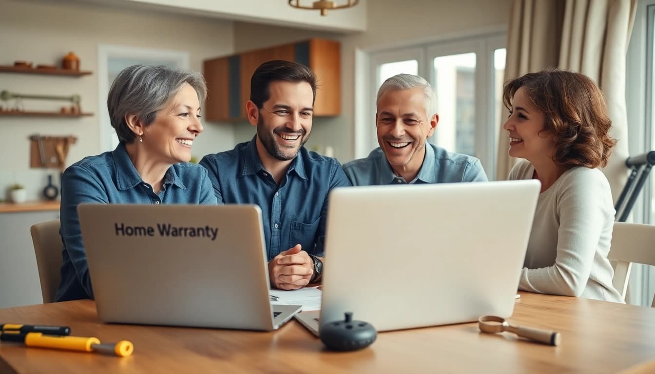 Explore how long does a home warranty claim take with a family discussing home repairs at a table.