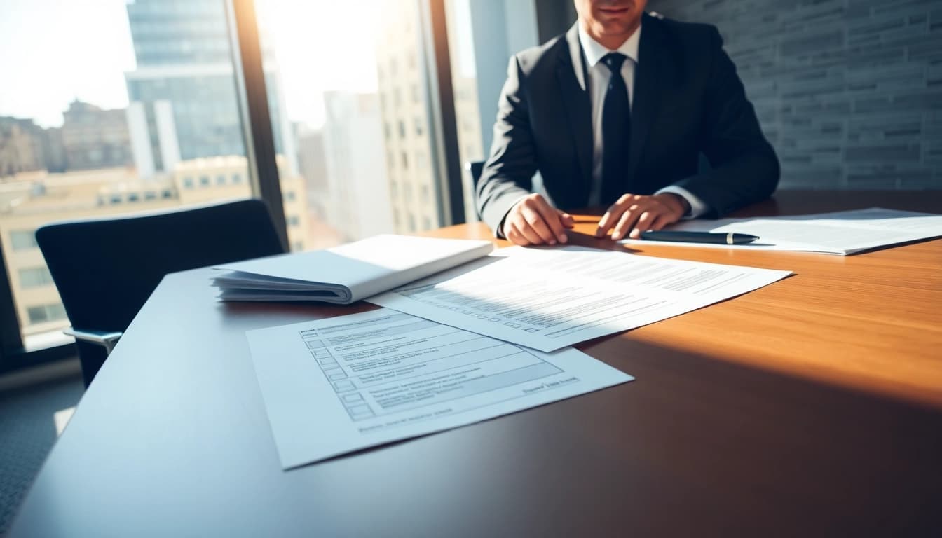 Consultant navigating FCPA/DCAA/Flowdown/ITAR/EAR compliance regulations in a sleek office.