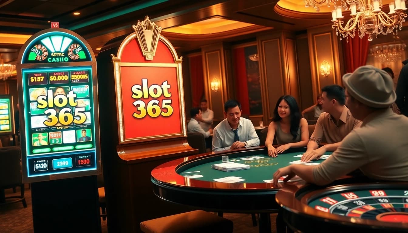 Players enjoying an exciting game at a luxurious slot 365 casino setting