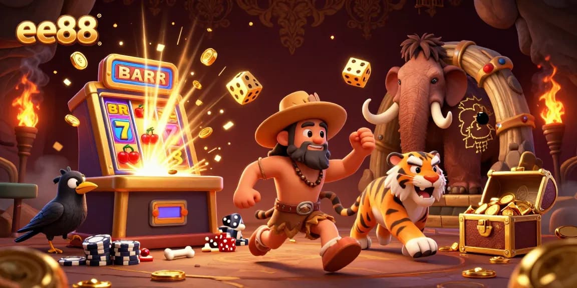 Spin jackpots at ee88 with a vibrant casino scene featuring characters and dynamic elements.