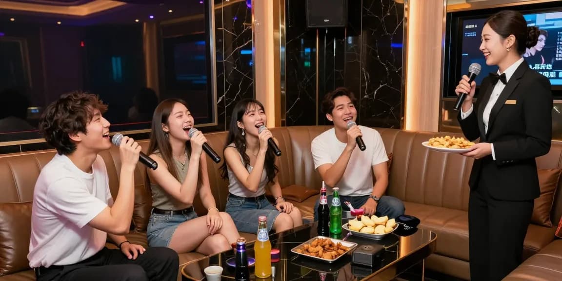 강남쩜오에서 친구들과 함께 즐기는 프리미엄 가라오케의 생동감 있는 모습