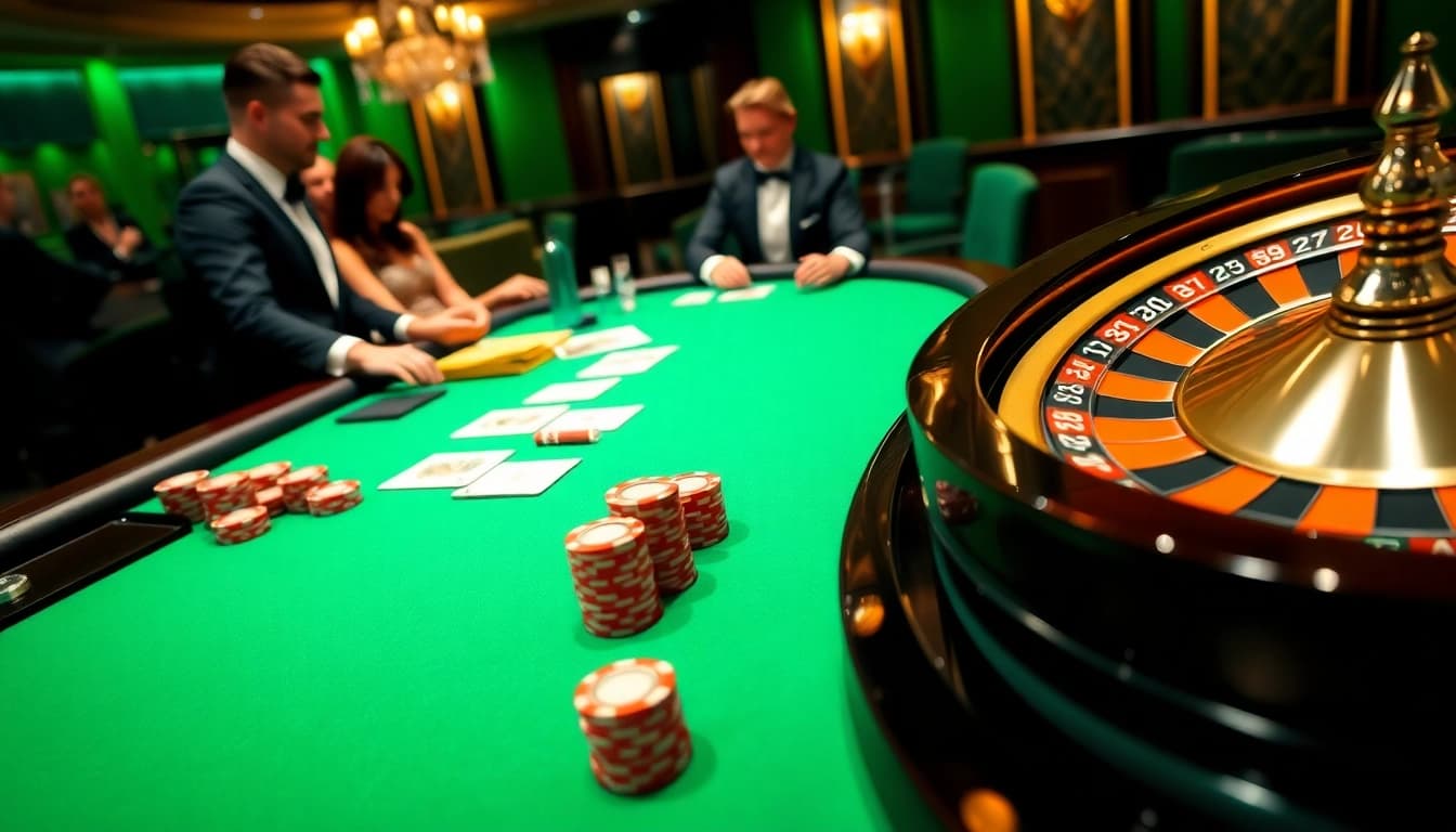 Experience an exciting poker game at OK365 with vibrant tables and high-quality chips.