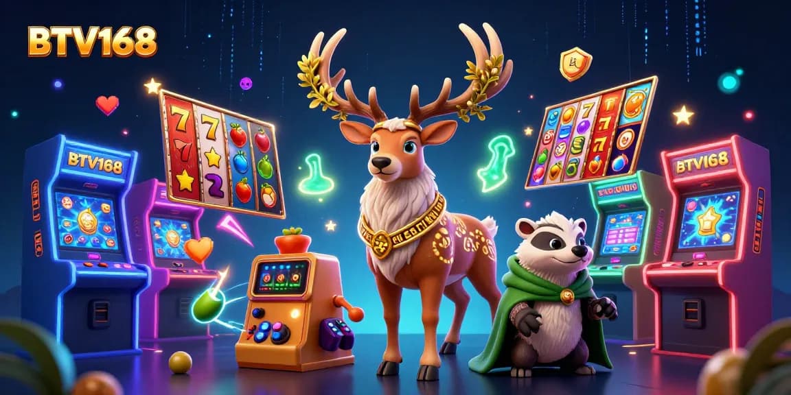 BTV168 showcases an engaging slot gaming experience with druid and badger characters amid vibrant game elements.