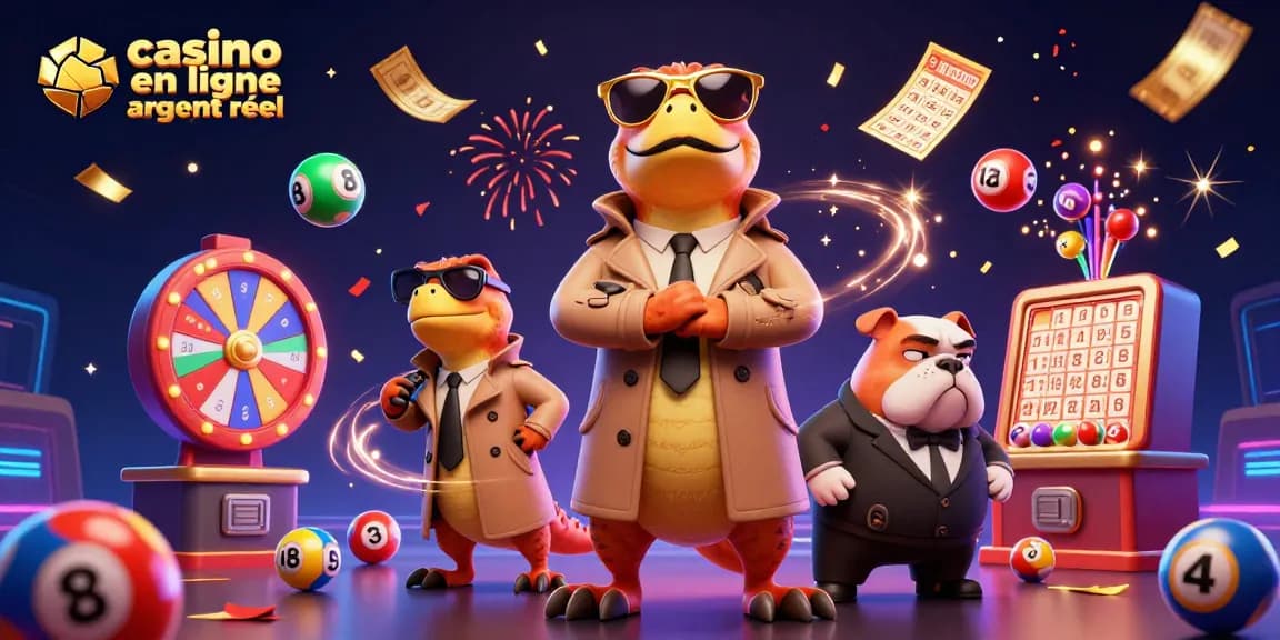 Rendez-vous dans le casino en ligne argent réel grâce à des raptors en trench coat, sous une pluie d'argent et de confettis.