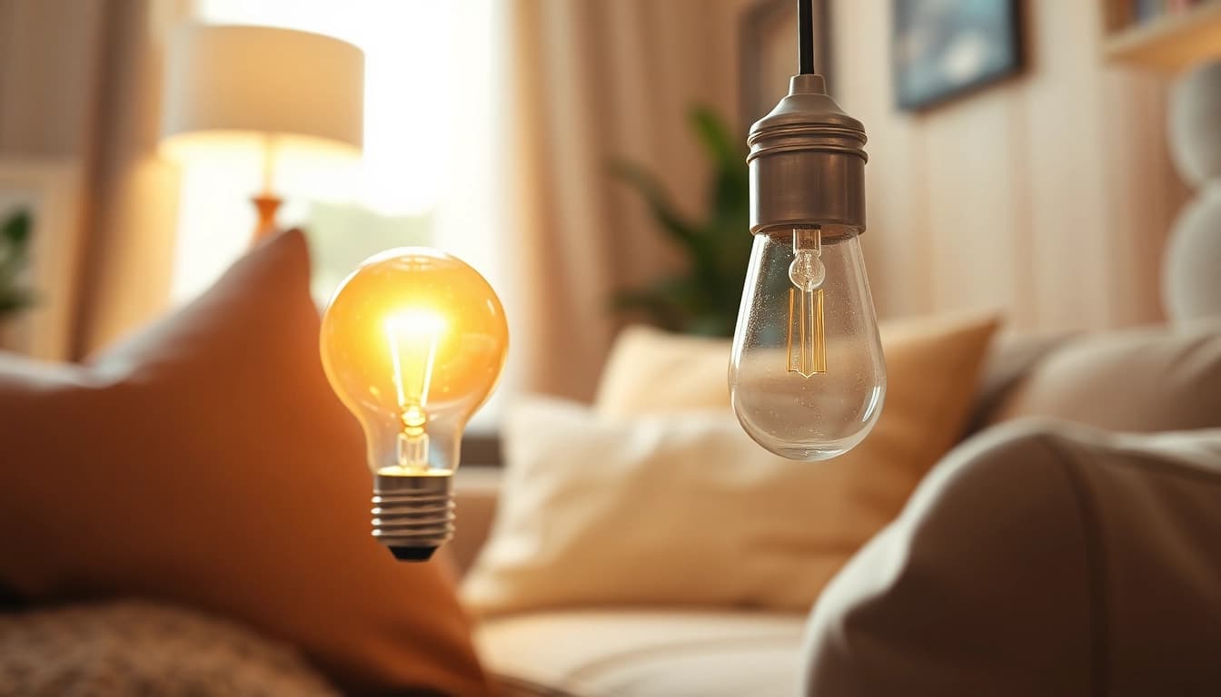 G16 bulb glowing warmly in a cozy room with inviting home decor.
