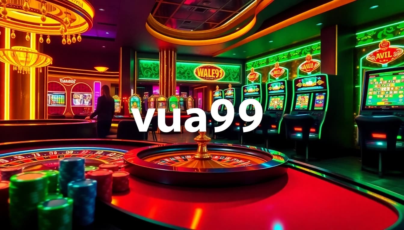 Engage in thrilling experiences at Vua99 with vibrant casino visuals featuring roulette and poker.