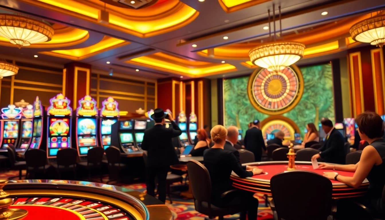 Experience the excitement at thabet77.sa.com with vibrant games and stylish casino interiors.