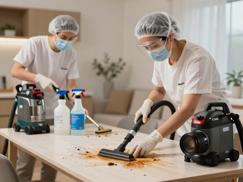 Professionelle Tatortreinigungsfirma in Dortmund bei der gründlichen Reinigung einer belasteten Wohnung.