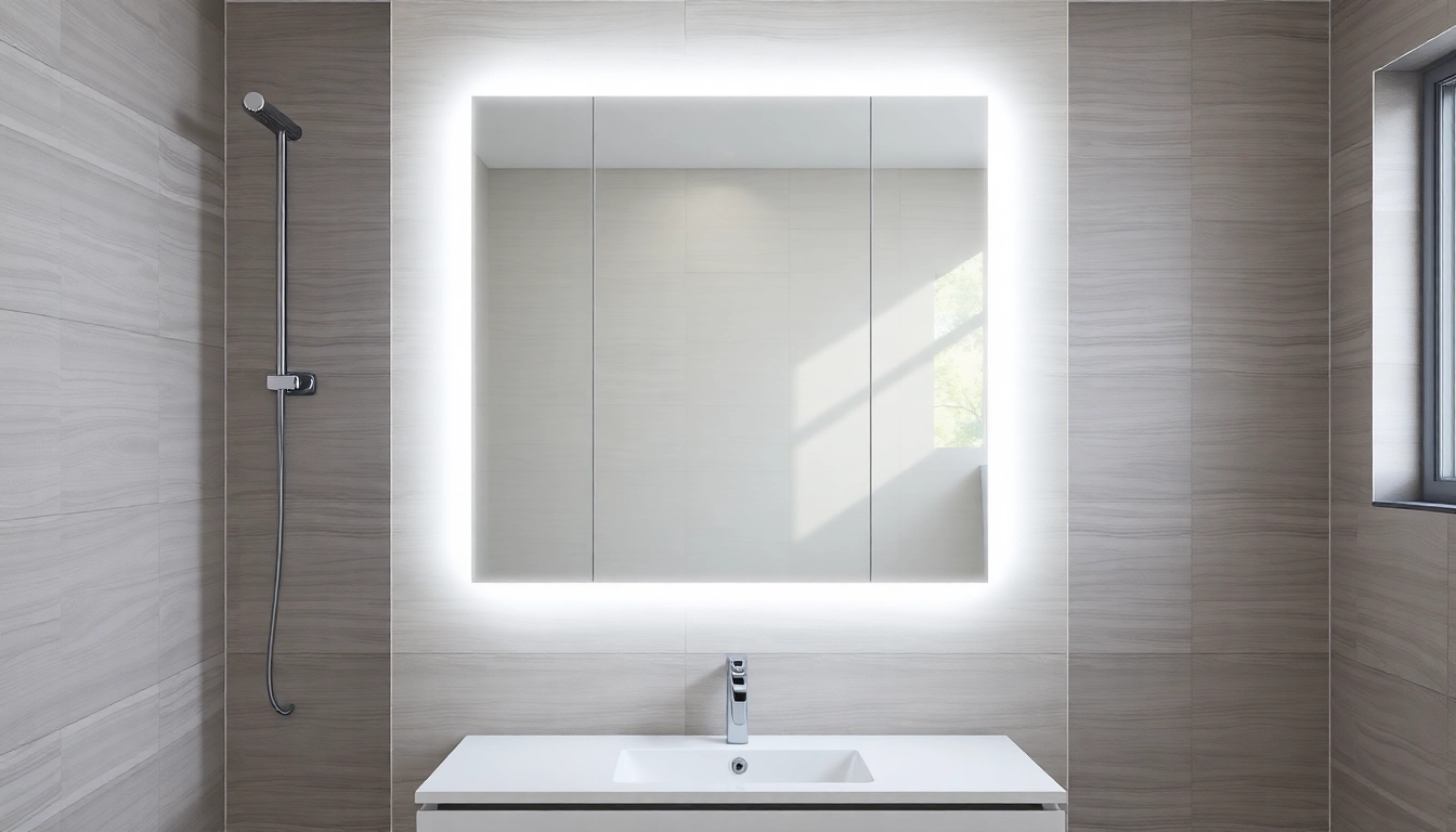 Sonni Spiegelschrank im modernen Badezimmer mit LED-Beleuchtung und flexibler Kontrolle.