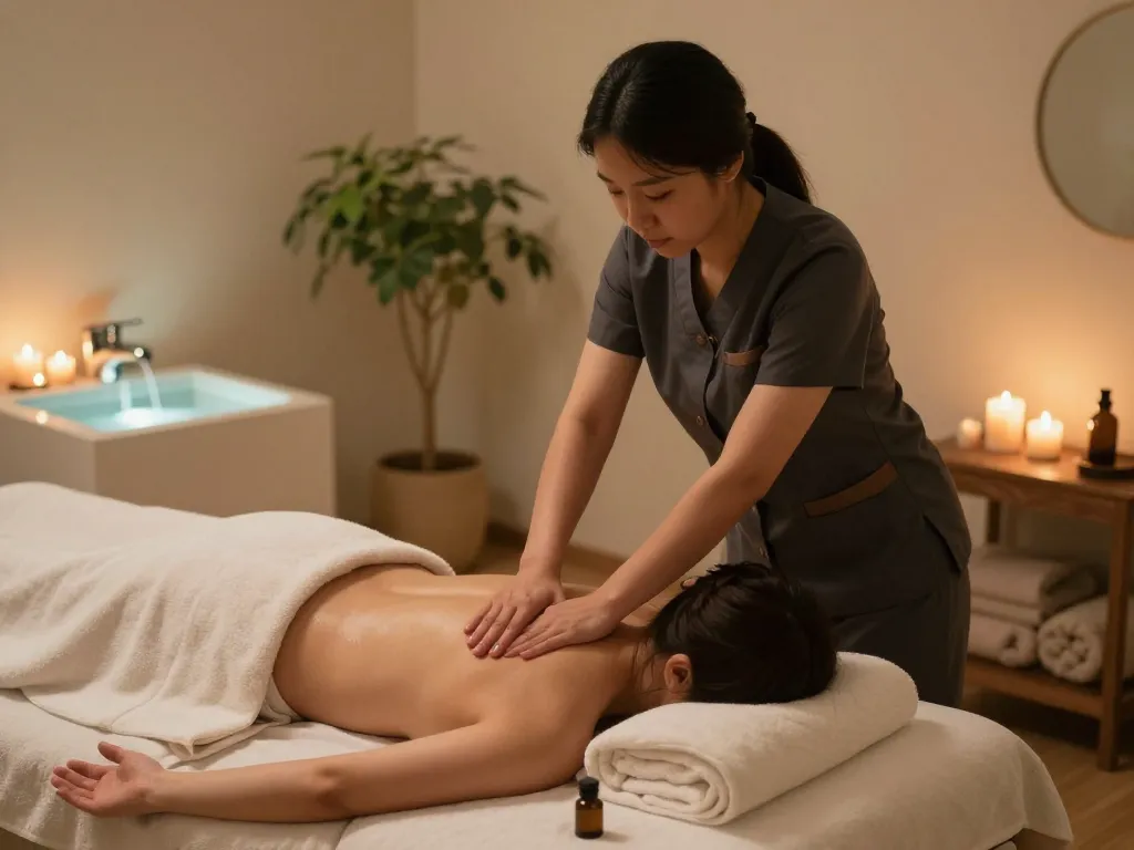 Relaxing massage therapy session showcasing 역삼동마사지 in a tranquil setting with calming elements.