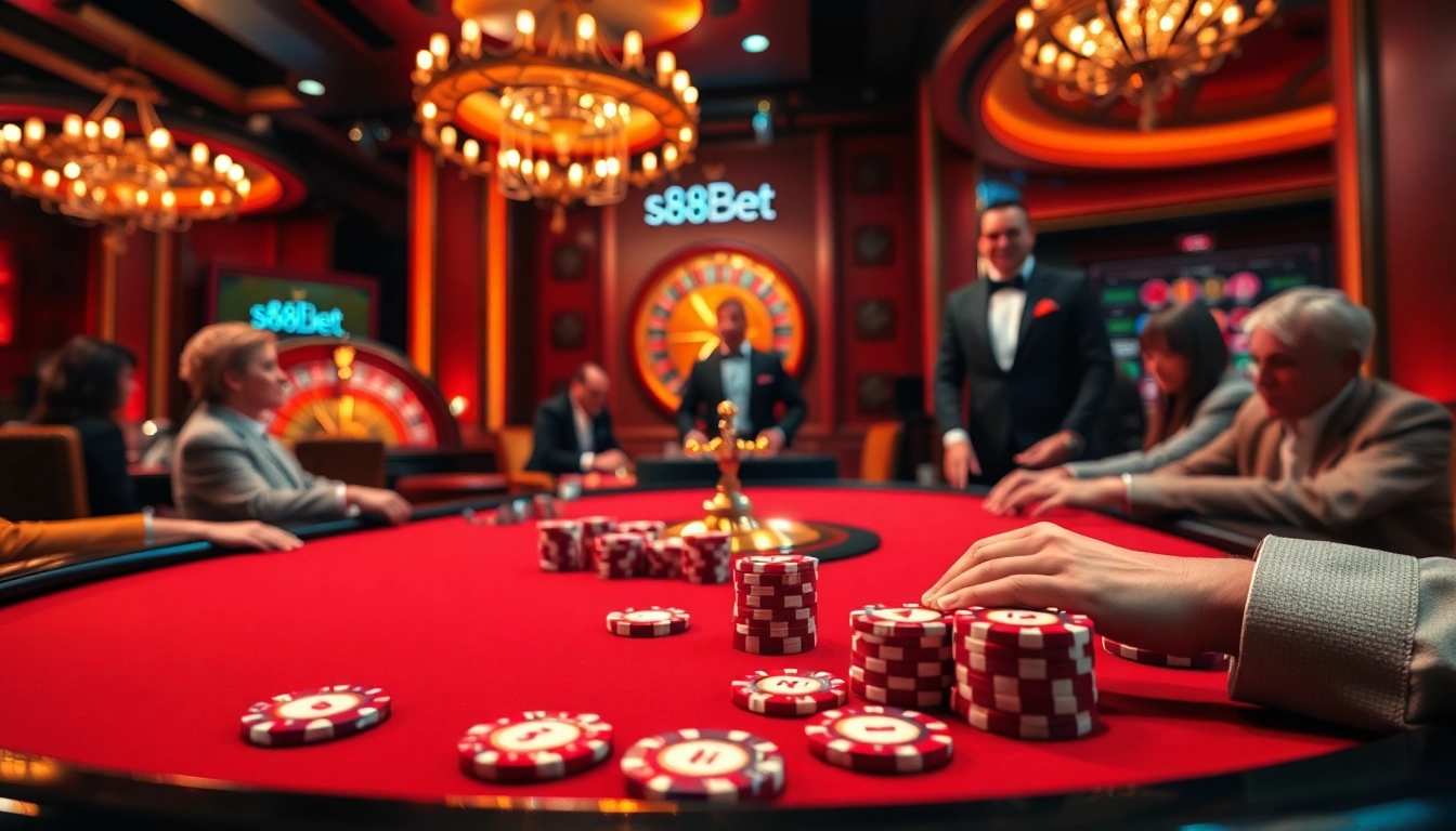 Experience the luxury of s88bet with thrilling poker action in a vibrant casino setting.