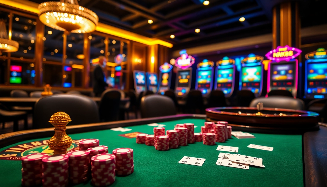 Engage in high-stakes poker with NK88 chips and vibrant casino ambiance.