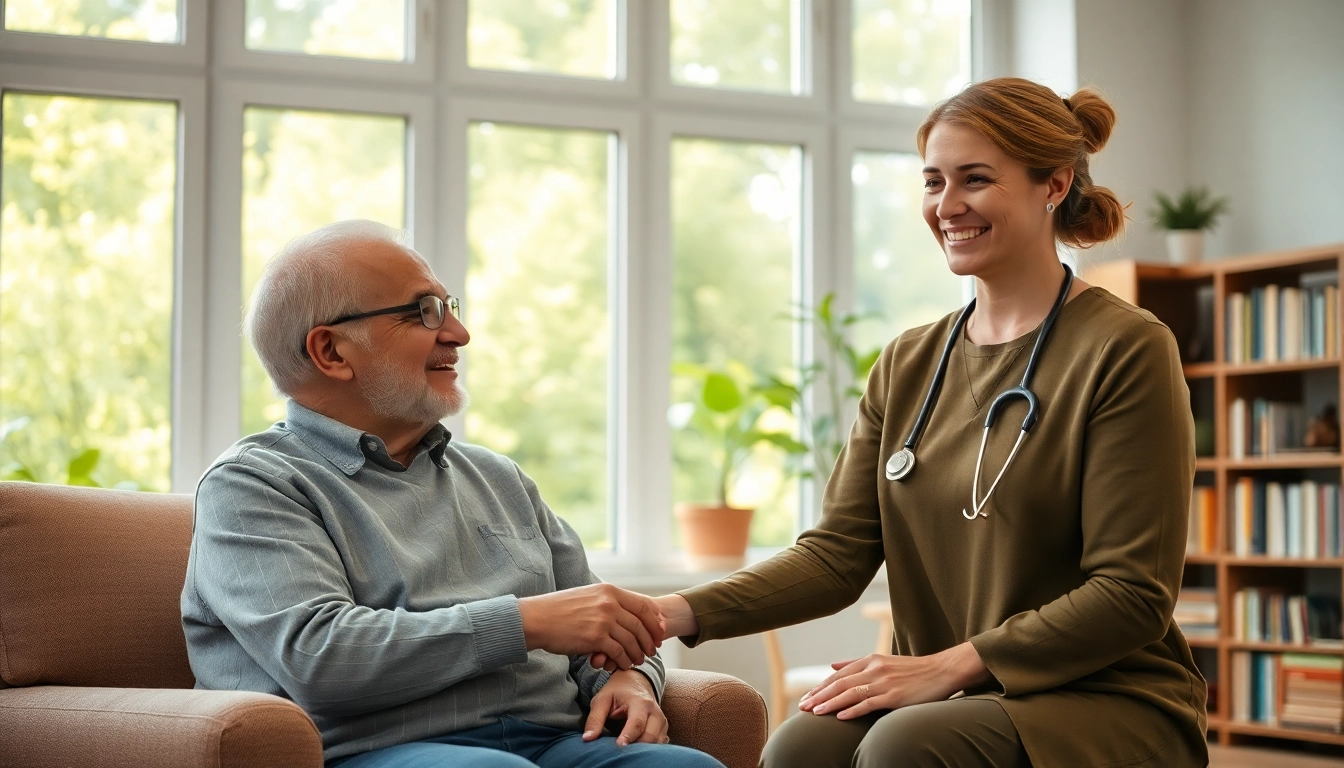 Providing respite care austin tx in a cozy living room with a compassionate caregiver.
