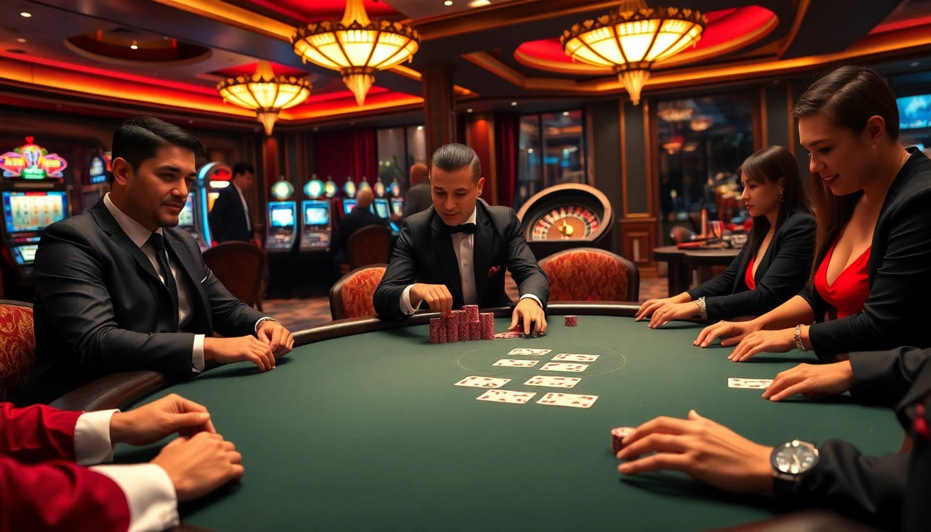 A professional gambler at a luxurious poker table with a 98win link integrated into chips and cards.