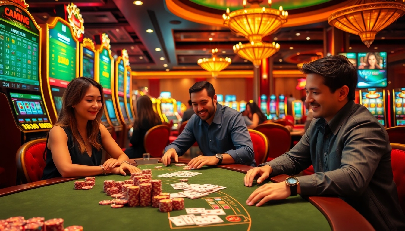Experience thrilling gameplay at https://rr88me.com/ with vibrant casino elements and excited gamblers.