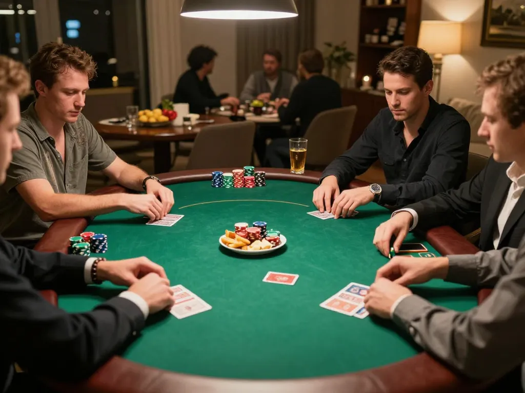 THABET players focused on intense poker game revealing strategic betting and social interaction.