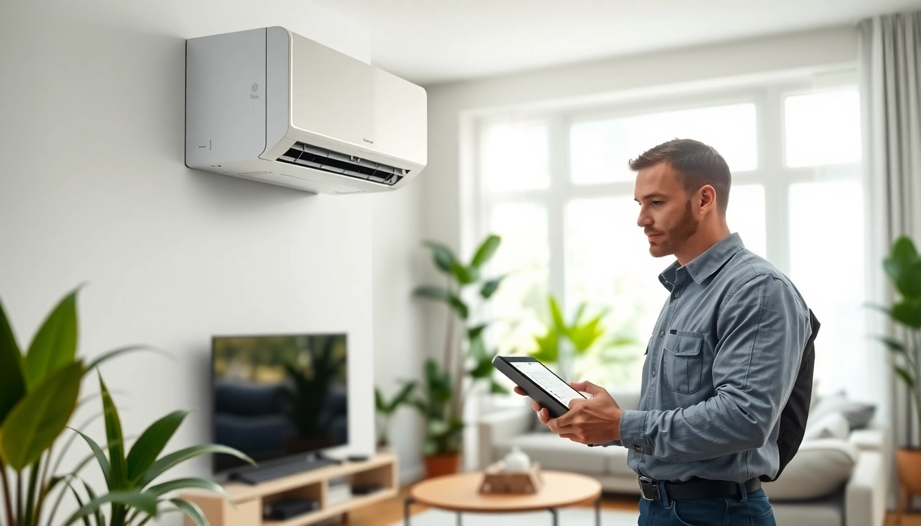 Showcasing a daikin mini split ac installed in a modern living room, emphasizing its sleek design and smart features.