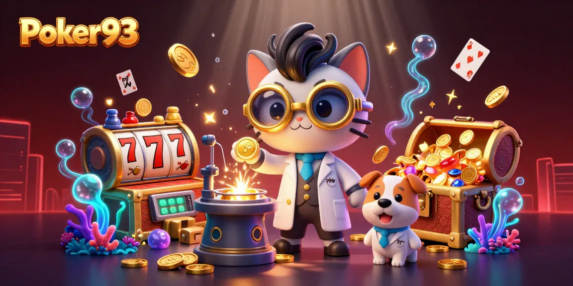 Engage with Poker93's immersive slots experience featuring dynamic visuals of gold coins and vibrant elements.