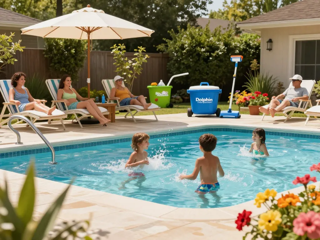 Dolphin Pool Services ensuring clean and enjoyable family pool time in Virginia.