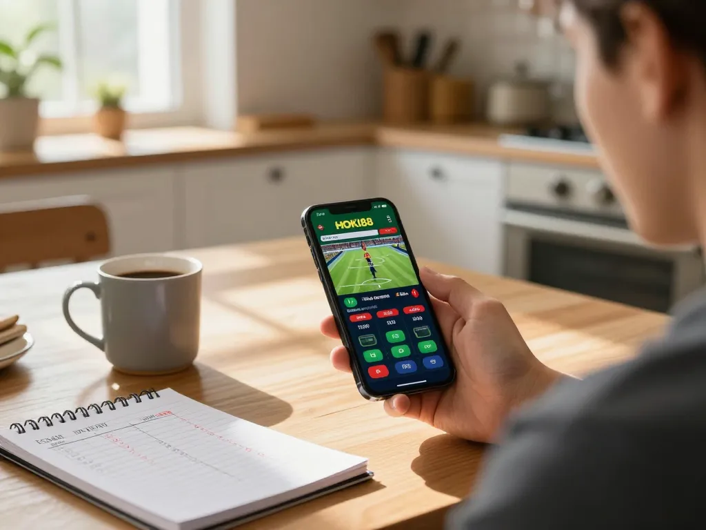 Terlibat dalam perjudian mobile di aplikasi HOKI88 sambil merencanakan strategi di dapur yang nyaman