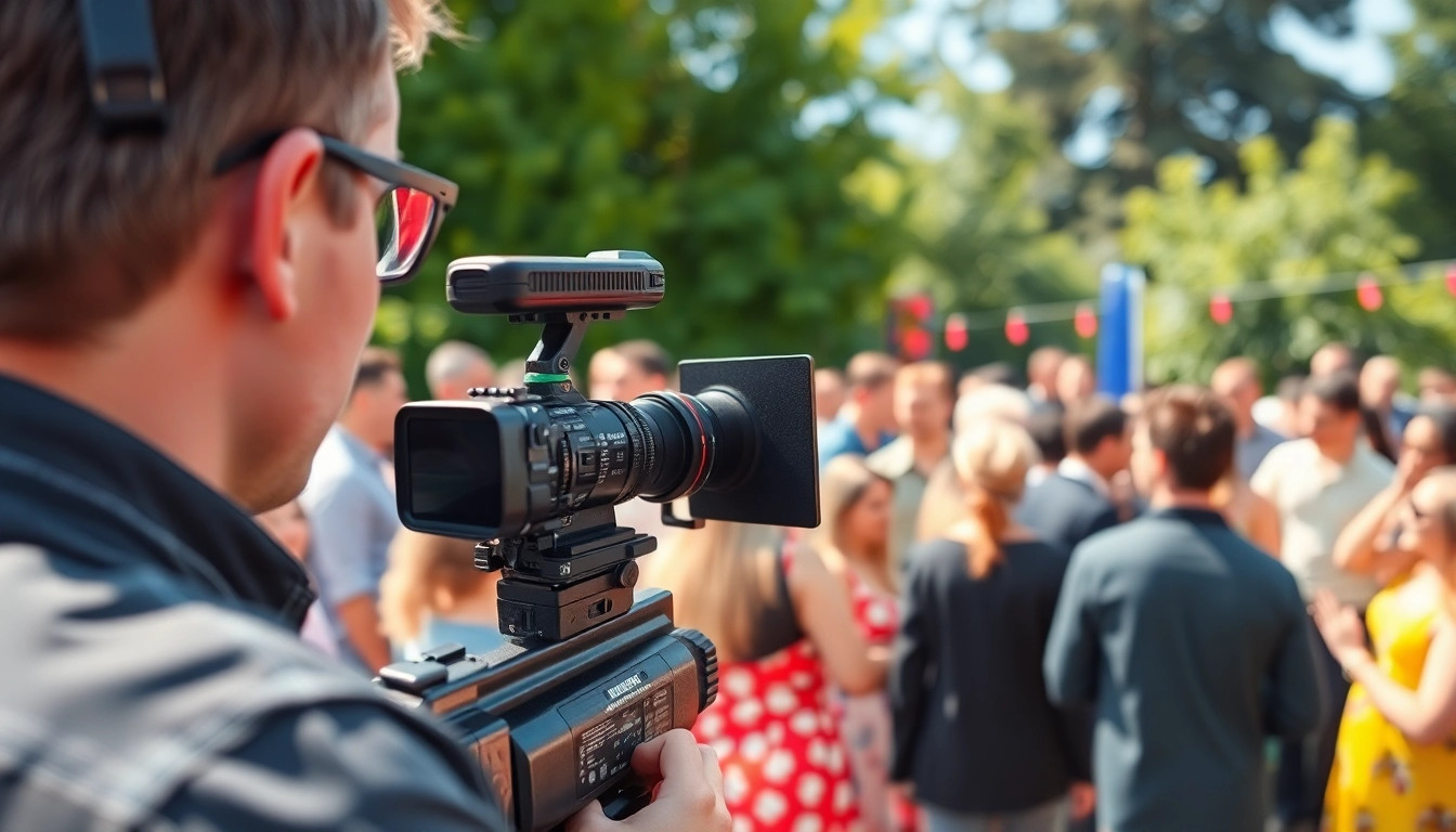 Engaged Edmonton videographer capturing a unique event with professional equipment.