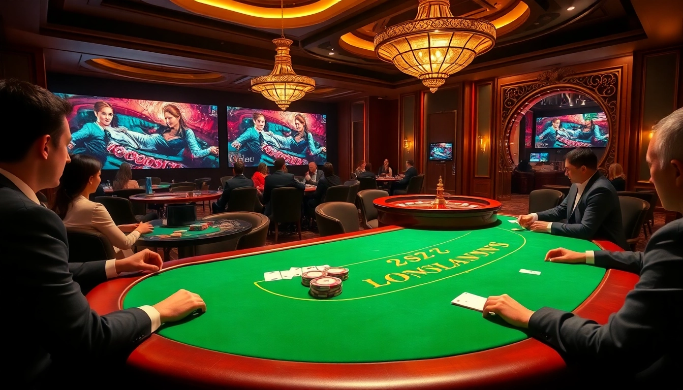 Players enjoying sex games in a luxurious casino environment with poker and roulette tables.
