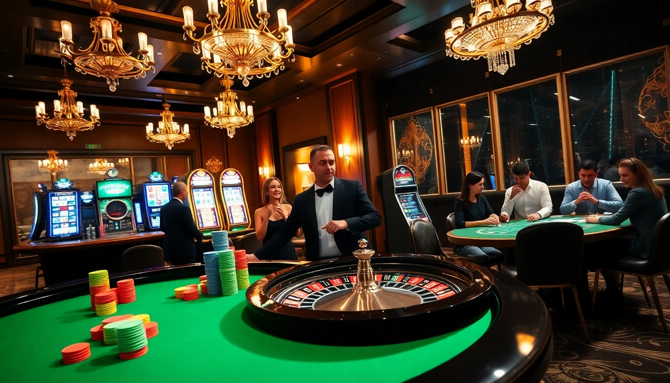 Experience the excitement of thabet casino with players celebrating wins at vibrant tables.