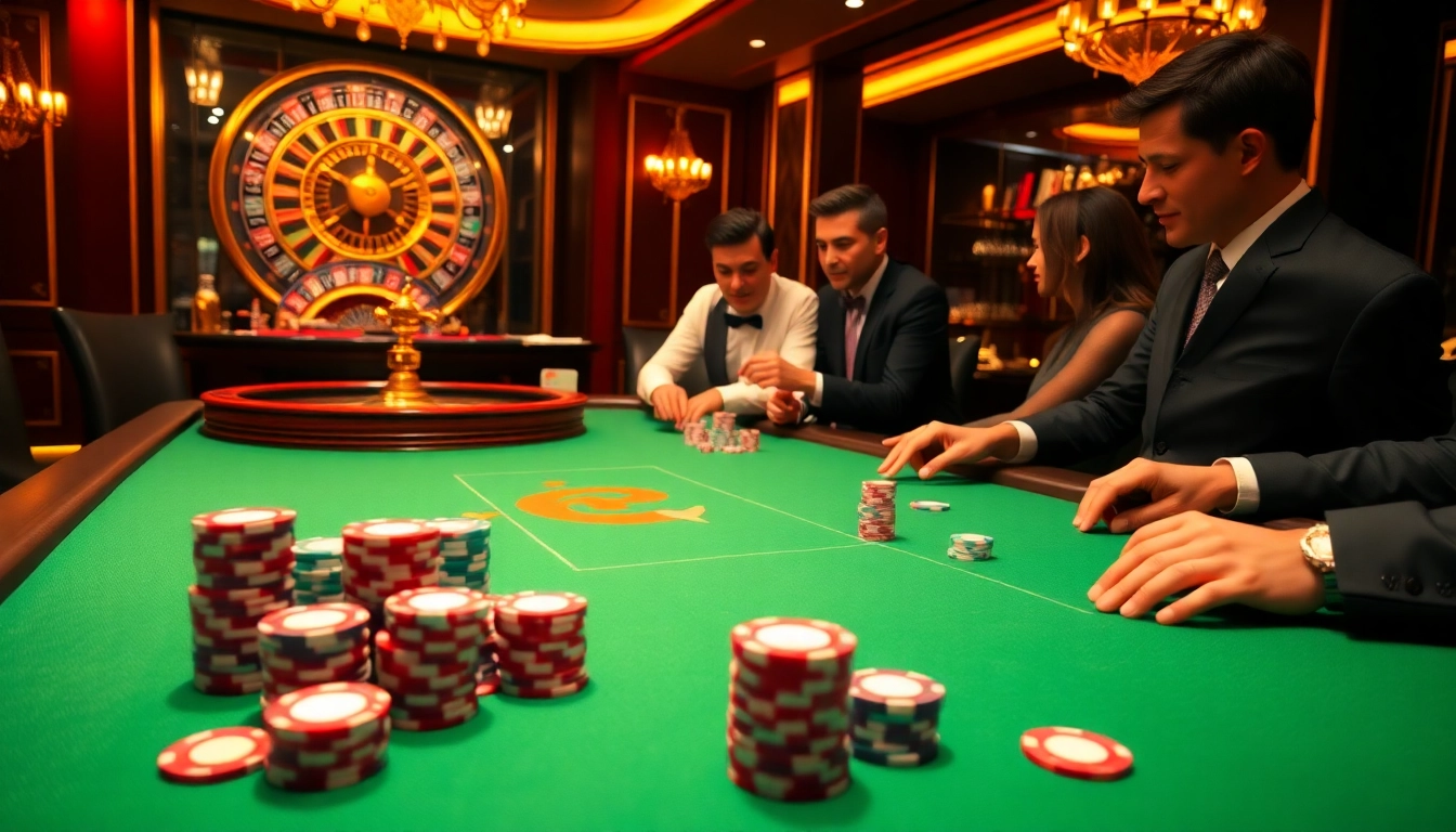 Engage in thrilling high-stakes gambling at https://okwin68.net/ with vibrant poker tables and roulette wheels.