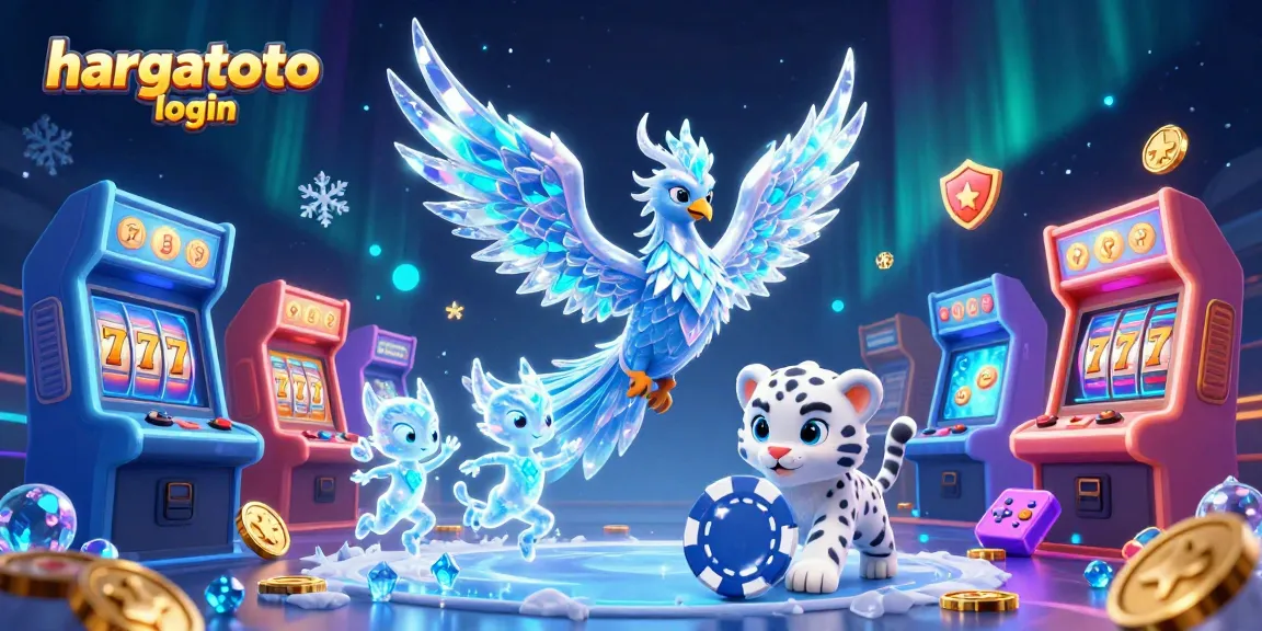 Experience the hargatoto login with an enchanting scene of casino gaming elements and vibrant characters.
