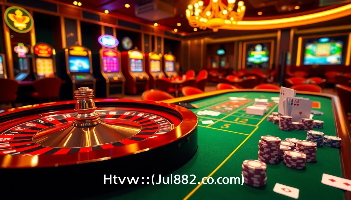 Exciting gambling scene at https://luck882.co.com/ showcasing roulette and poker for thrilling bets.