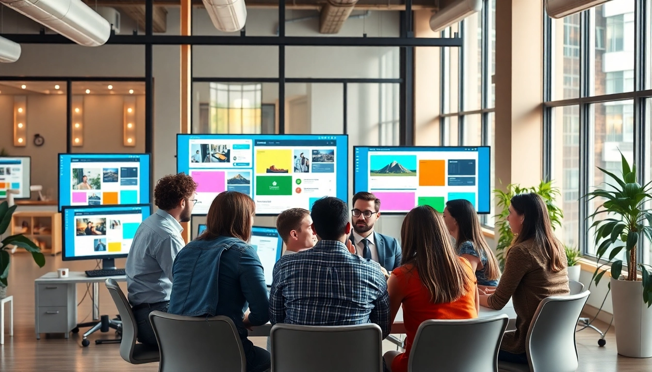 Web designers essex collaborating in a bright modern office on creative projects.