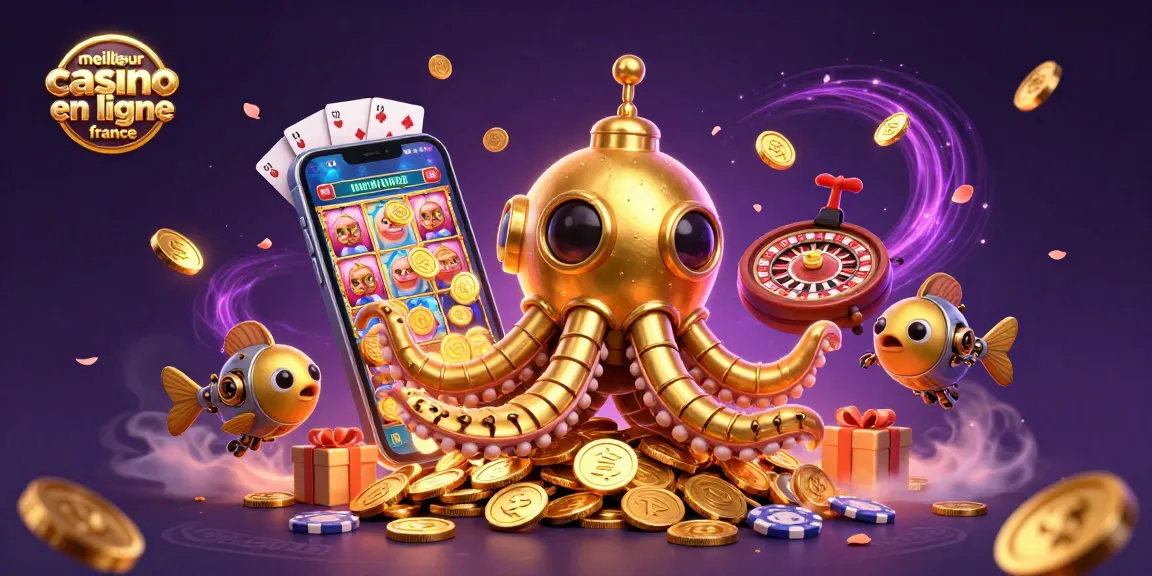 Découvrez les jeux passionnants du meilleur casino en ligne France avec un kraken doré et des éléments captivants.
